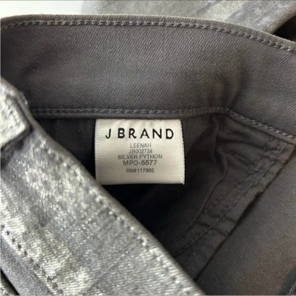 J Brand Leenah High Rise Metallic Silver‎ Python Jeans Size 32 - Picture 12 of 14